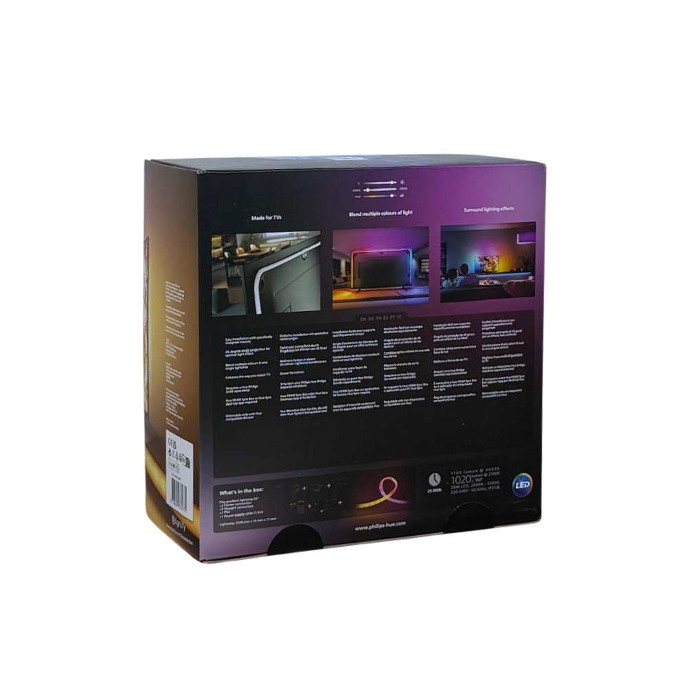Philips Hue White and Color ambiance TV Play Gradient Lightstrip 65", Intelligenter Leuchtstreifen, Bluetooth/Zigbee, Schwarz, LED, Silikon, Nicht austauschbare(s) Leuchtmittel