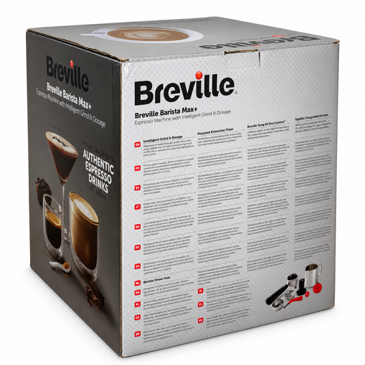 Breville Barista Max+ Siebträgermaschine, Espressomaschine, 15 Bar Pumpe, schwarz