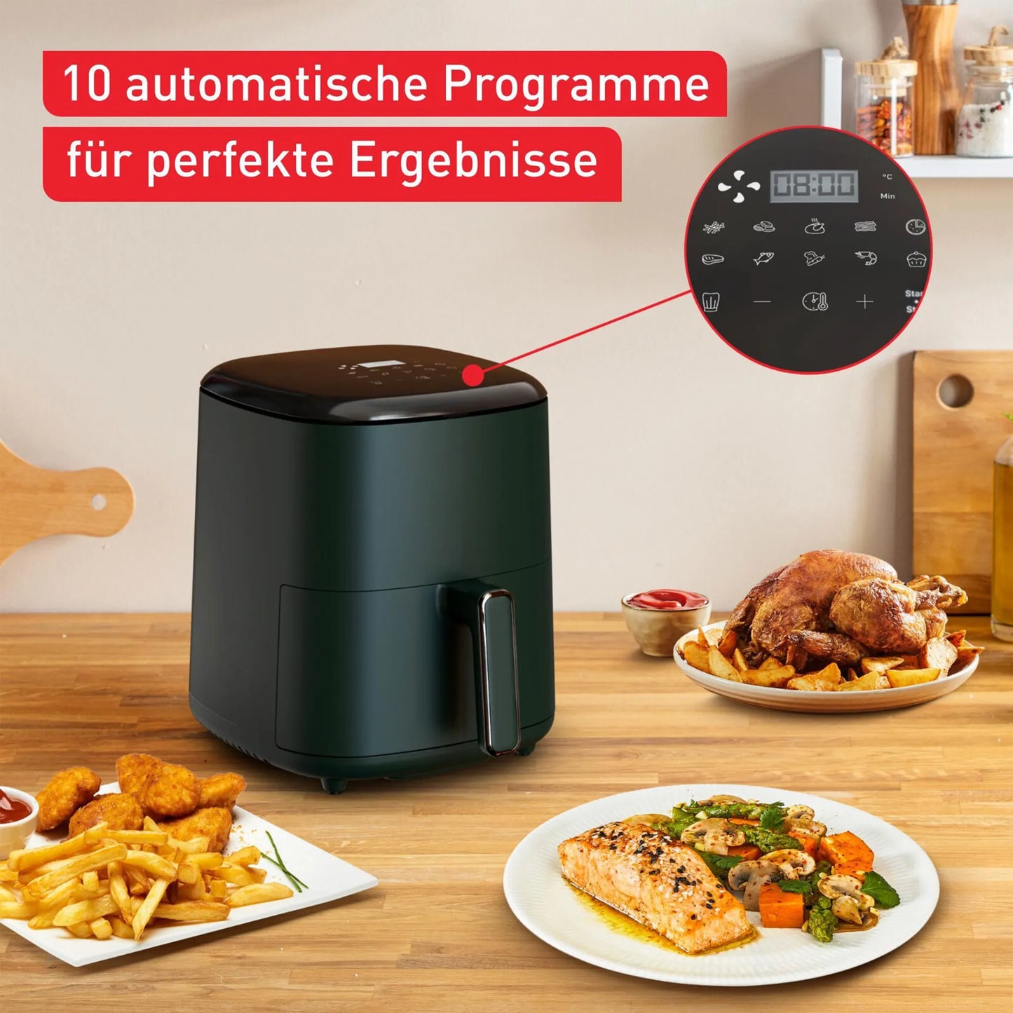 Tefal EY2453 Easy Fry Max Heißluftfritteuse 1500W 5Liter - Dunkelgrün