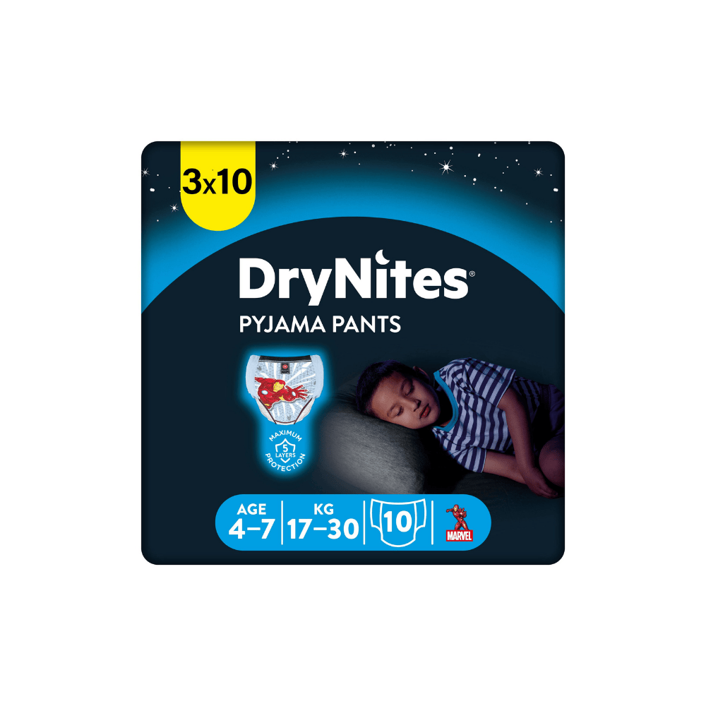 Huggies DryNites Pyjamahose für Jungen, Alter 4–7 Jahre, 10 Hosen insgesamt