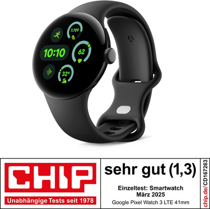 Google Pixel Watch 3 41mm 4G Matte Black Sportarmband Obsidian