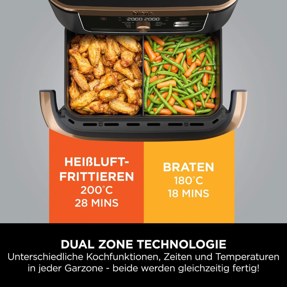 Ninja AF500EUCP Heißluftfritteuse Dual Zone Airfryer