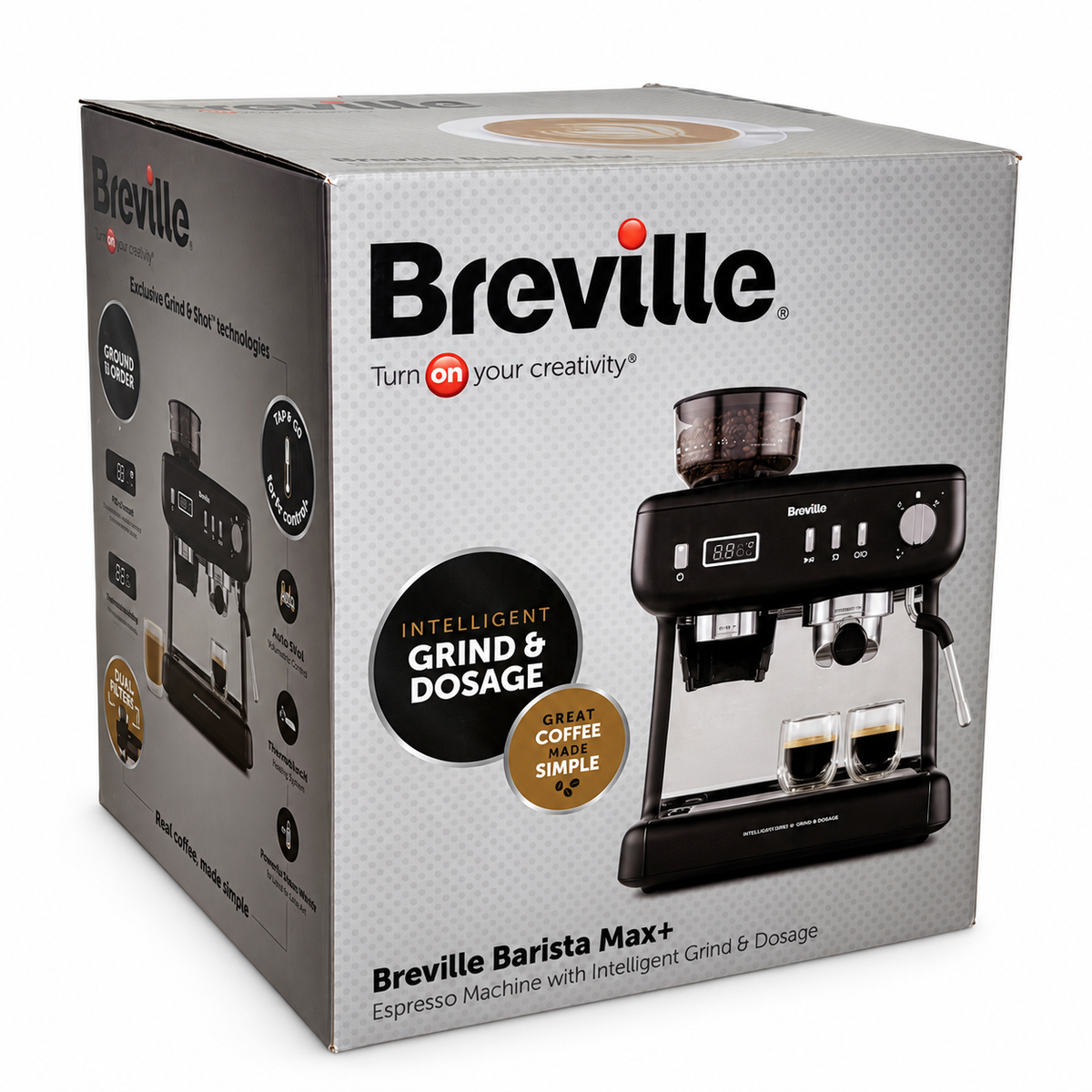 Breville Barista Max+ Siebträgermaschine, Espressomaschine, 15 Bar Pumpe, schwarz