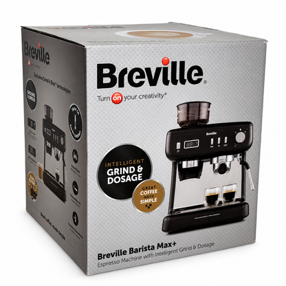 Breville Barista Max+ Siebträgermaschine, Espressomaschine, 15 Bar Pumpe, schwarz