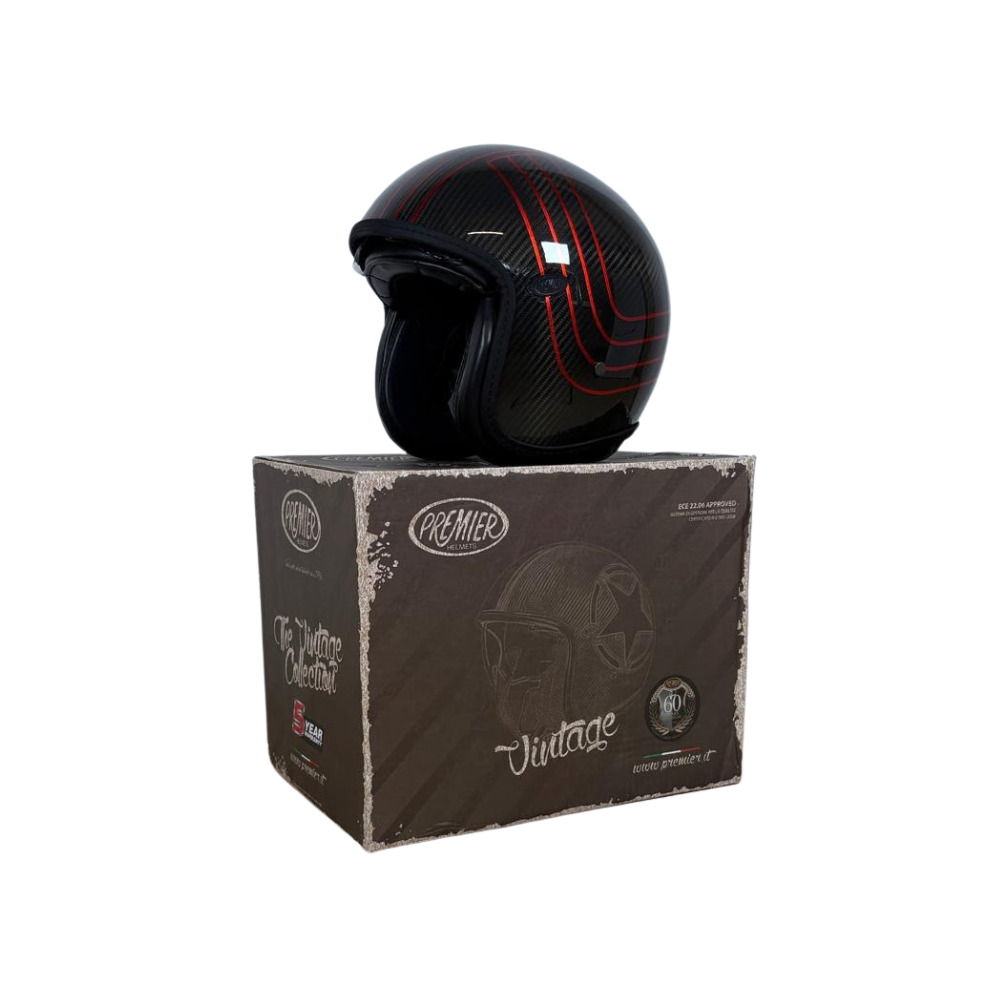 Premier Helm Vintage Platinum Carbon Ex Red Größe: L